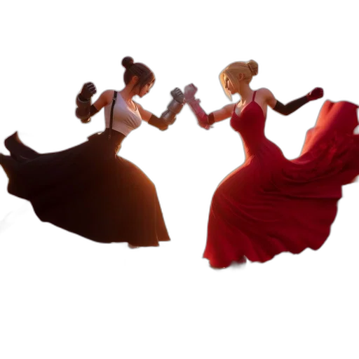 dress, concept art, 3d render, two transparent PNG cut-out