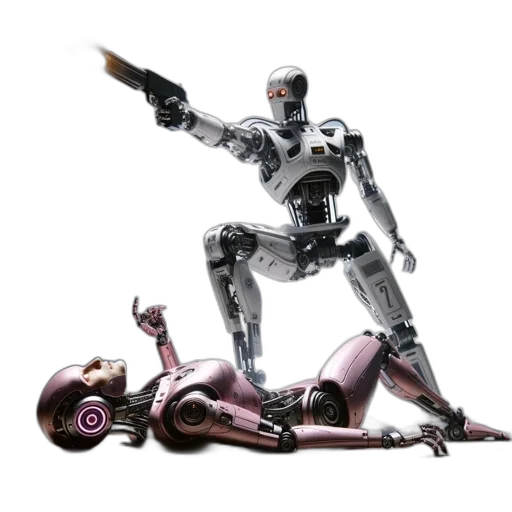 robot, weapon, concept art, 3d render transparent PNG cut-out