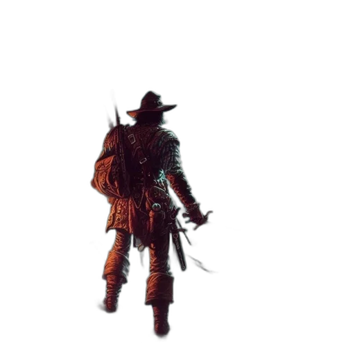 staff, hat, jacket, weapon transparent PNG cut-out