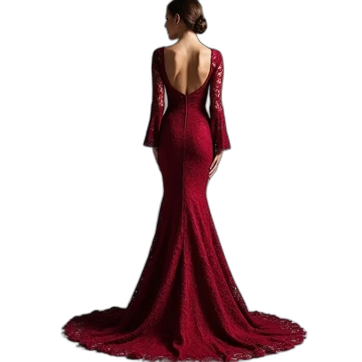dress, red, trumpet, style transparent PNG cut-out