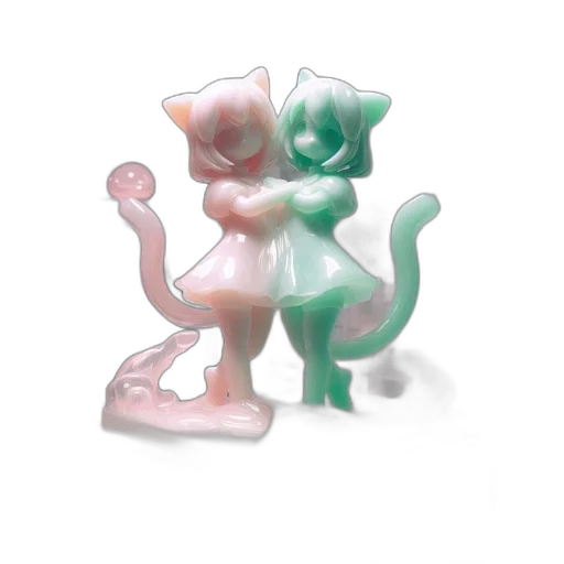 creature, staff, 3d render, vaporwave transparent PNG cut-out