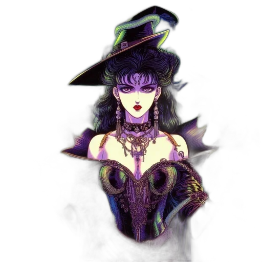 dress, hat, staff, jewelry transparent PNG cut-out