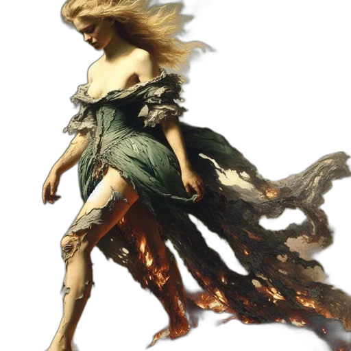 dress, dragon, sword, fantasy art transparent PNG cut-out
