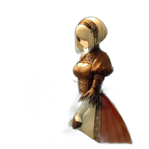dress, robot, staff, crown transparent PNG cut-out
