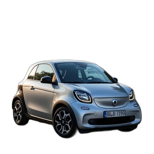car, 3d render, silver, compact transparent PNG cut-out