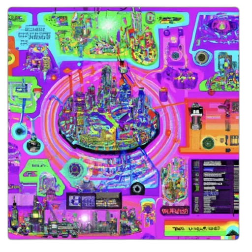 concept art, cyberpunk, outer space, neon lights transparent PNG cut-out
