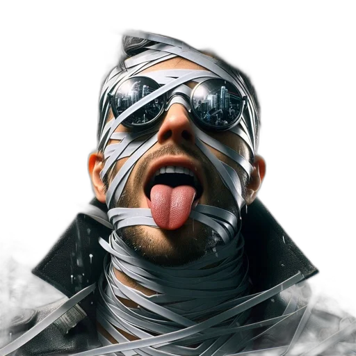 face, jacket, mask, cyberpunk transparent PNG cut-out