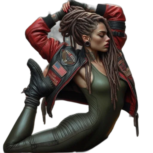 jacket, hair, weapon, cyberpunk transparent PNG cut-out