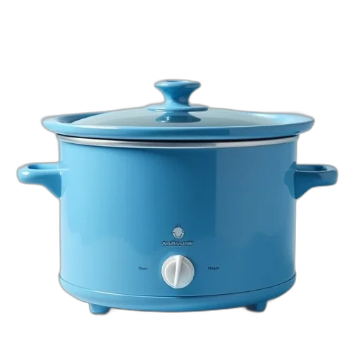 3d render, blue, crockpot, slow transparent PNG cut-out