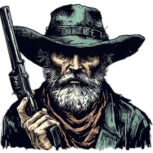 hat, face, weapon, comic book art transparent PNG cut-out
