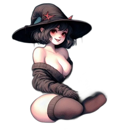 hat, staff, dress, creature transparent PNG cut-out