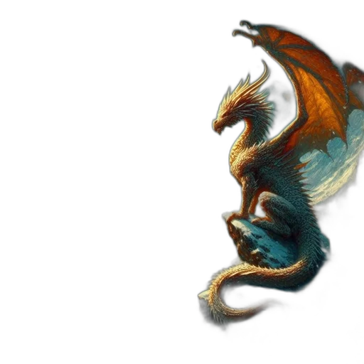 dragon, creature, mask, staff transparent PNG cut-out