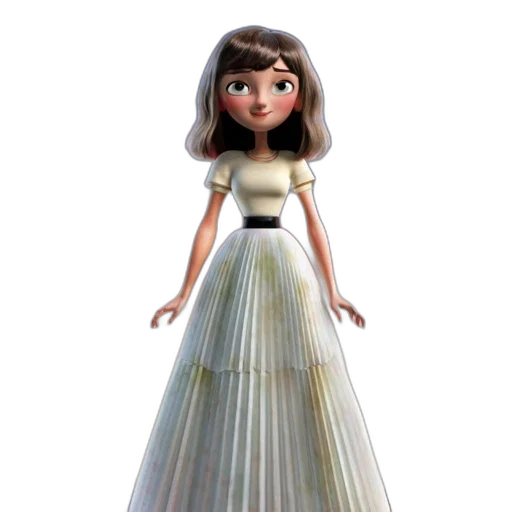 dress, robot, hair, 3d render transparent PNG cut-out