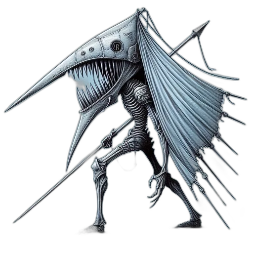 creature, dragon, robot, sword transparent PNG cut-out