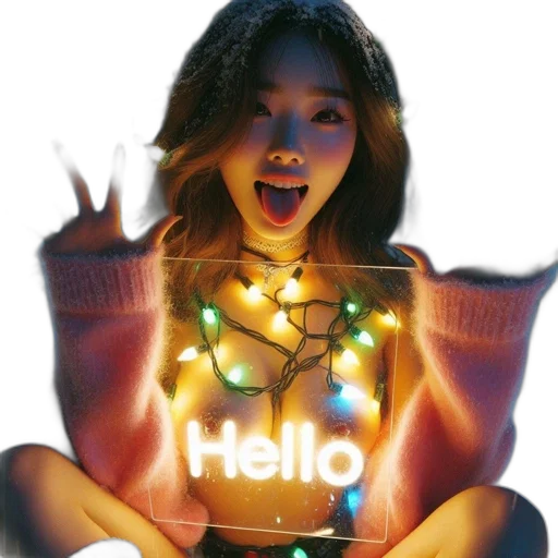 photorealistic, neon lights, cheerful, young transparent PNG cut-out