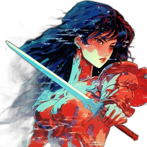 sword, weapon, anime, vaporwave transparent PNG cut-out