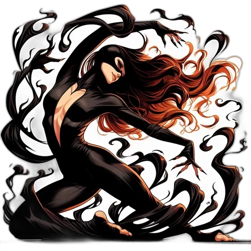 hair, comic book art, concept art, fantasy art transparent PNG cut-out