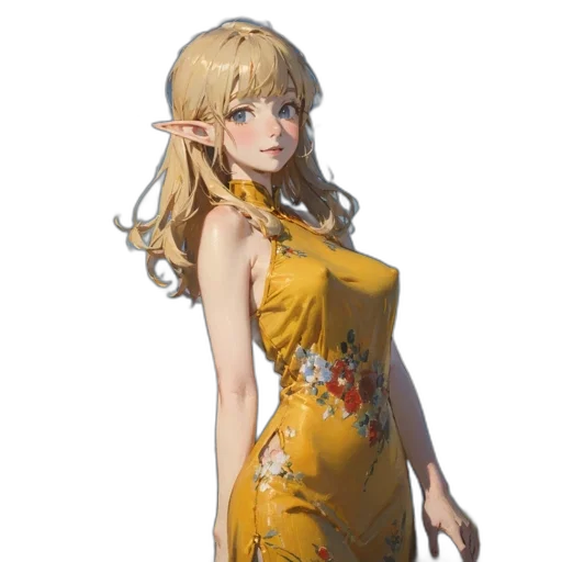 dress, staff, face, concept art transparent PNG cut-out