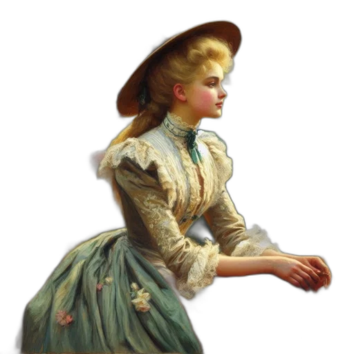 hat, dress, staff, jewelry transparent PNG cut-out