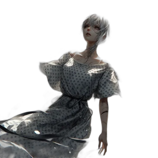 dress, staff, creature, robot transparent PNG cut-out