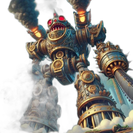 robot, dragon, weapon, staff transparent PNG cut-out