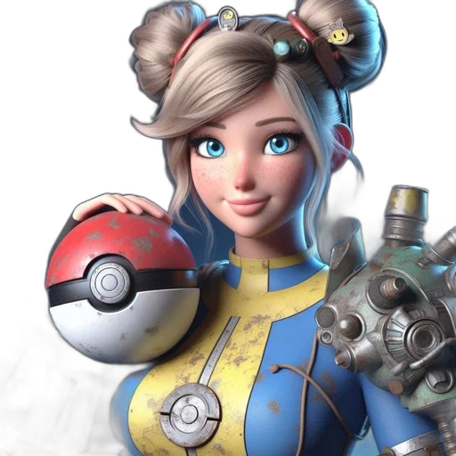 concept art, 3d render, blonde-haired, female transparent PNG cut-out