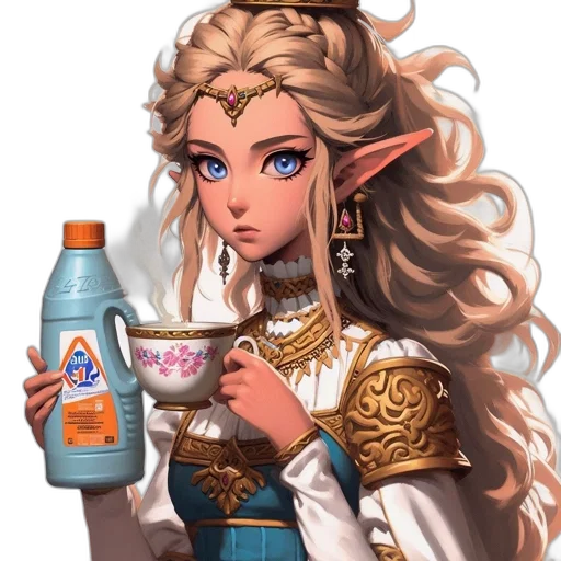 bottle, dress, crown, hair transparent PNG cut-out