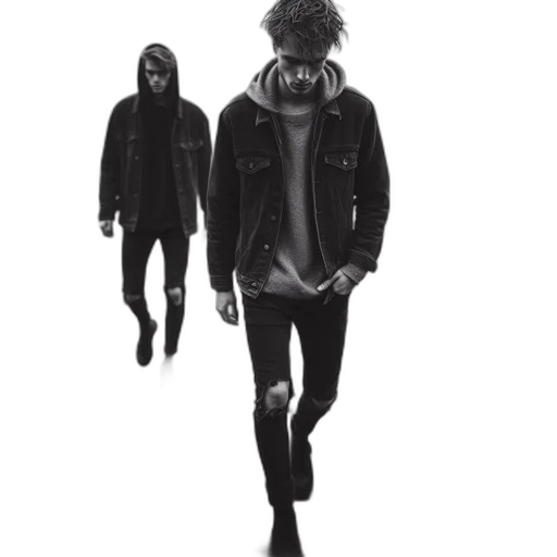 jacket, concept art, two, young transparent PNG cut-out