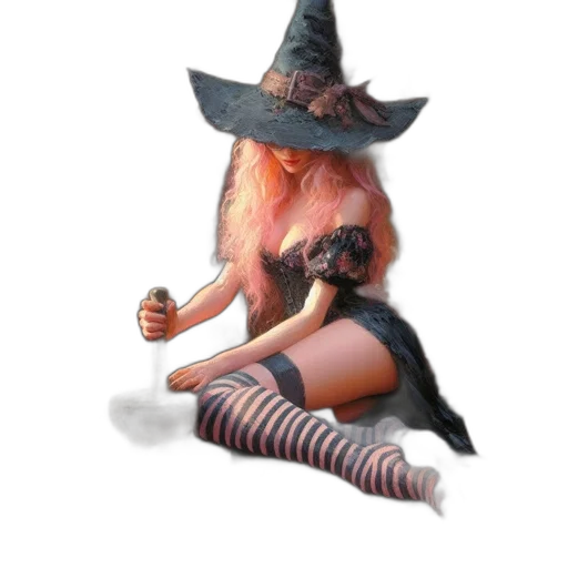 staff, hat, creature, dress transparent PNG cut-out