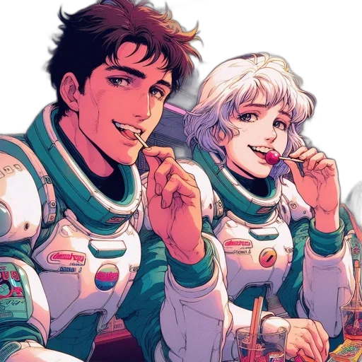 comic book art, concept art, anime, vaporwave transparent PNG cut-out