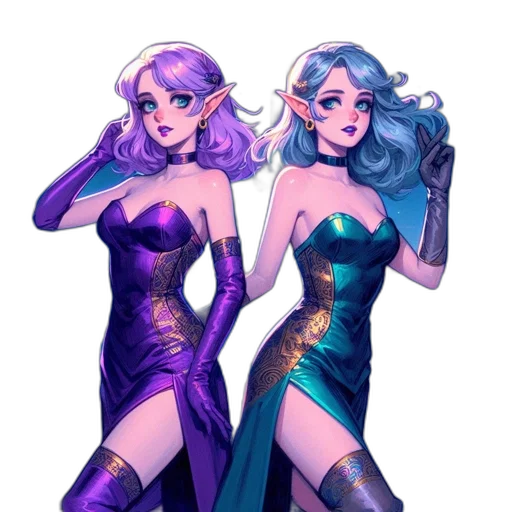 dress, concept art, fantasy art, vaporwave transparent PNG cut-out
