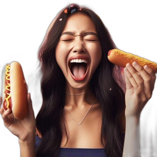 food, photorealistic, young, woman transparent PNG cut-out