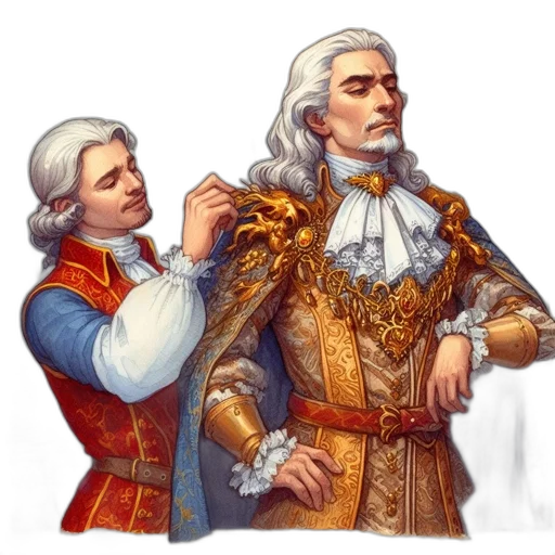 crown, staff, jacket, face transparent PNG cut-out
