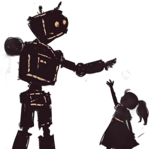 robot, staff, concept art, 3d render transparent PNG cut-out