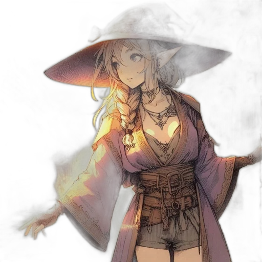 dress, staff, hat, umbrella transparent PNG cut-out