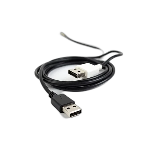 black, usb, cable, white transparent PNG cut-out