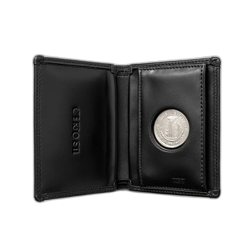 black, leather, wallet, silver transparent PNG cut-out