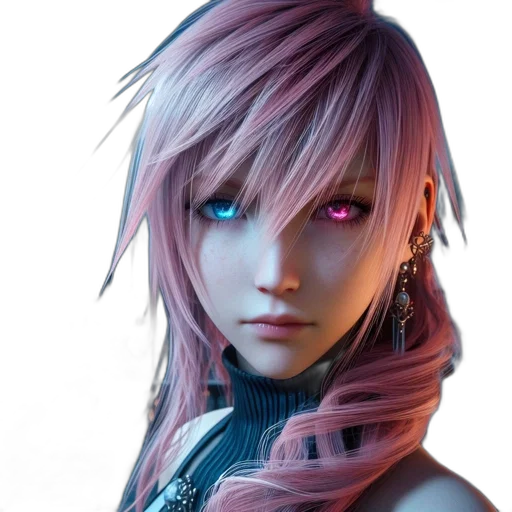 face, hair, cyberpunk, fantasy art transparent PNG cut-out