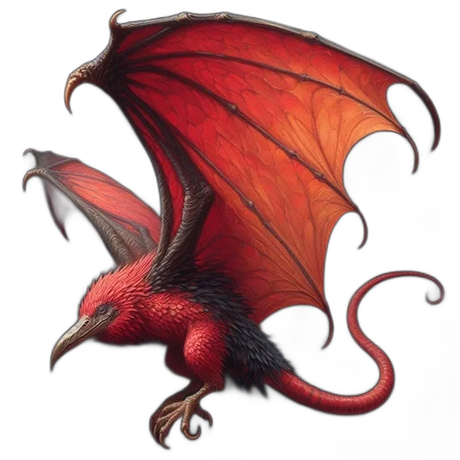 dragon, staff, creature, fantasy art transparent PNG cut-out