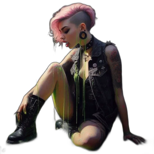 jacket, jewelry, hair, cyberpunk transparent PNG cut-out