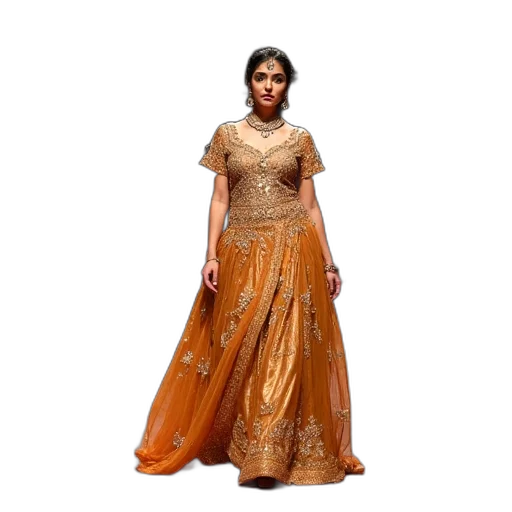 dress, golden, earth tones, shah transparent PNG cut-out