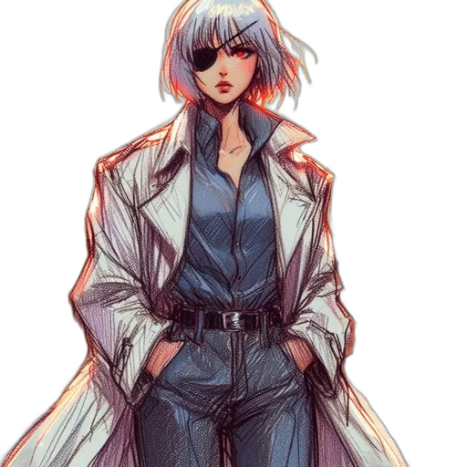 jacket, dress, staff, cyberpunk transparent PNG cut-out