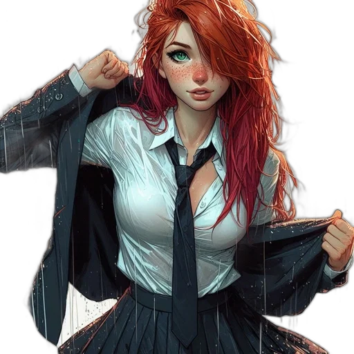 jacket, dress, staff, comic book art transparent PNG cut-out