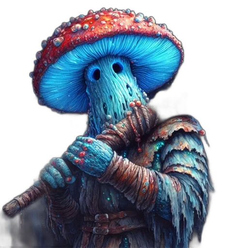 creature, hat, mask, staff transparent PNG cut-out