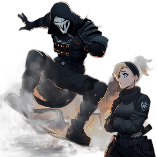 weapon, mask, jacket, concept art transparent PNG cut-out