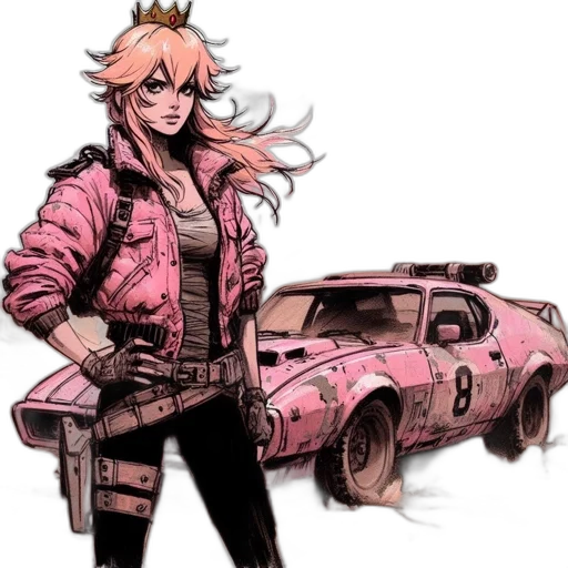 jacket, car, weapon, comic book art transparent PNG cut-out