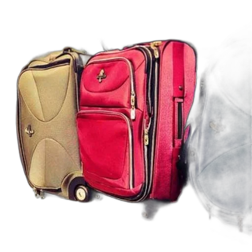 red, three, suitcases, various transparent PNG cut-out