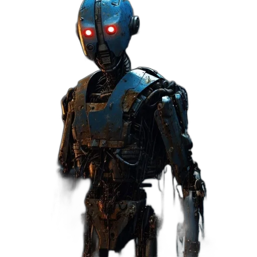 robot, staff, mask, creature transparent PNG cut-out