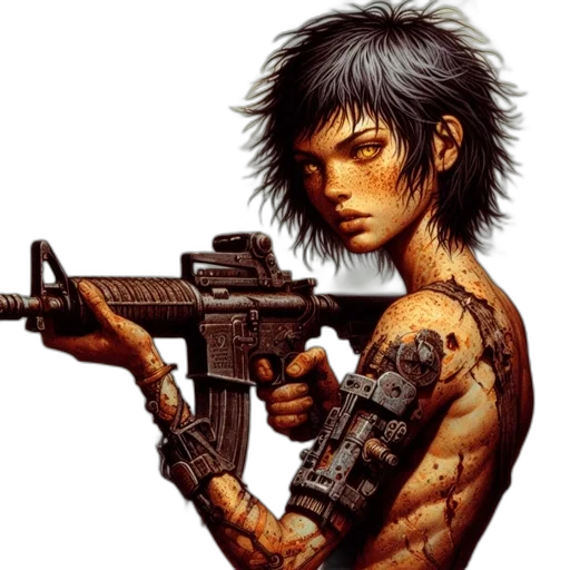 weapon, cyberpunk, pixel art, comic book art transparent PNG cut-out