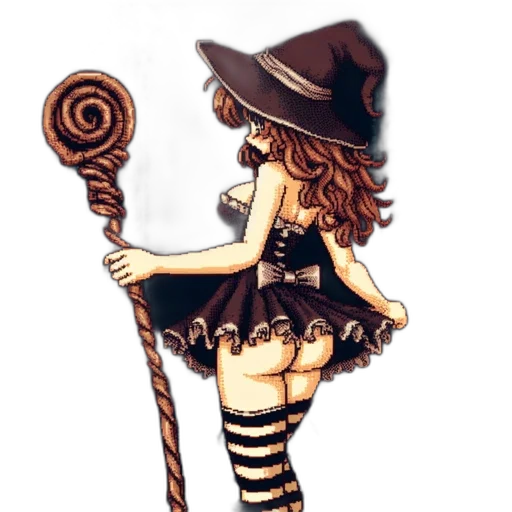 staff, hat, dress, fantasy art transparent PNG cut-out